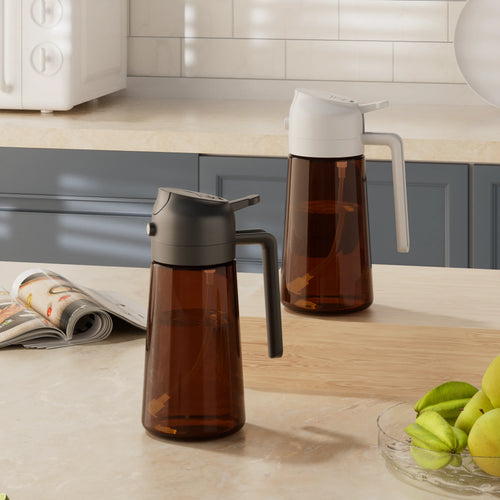 2 in 1 Oil Spray Bottle Dark Brown Glass 2Pcs