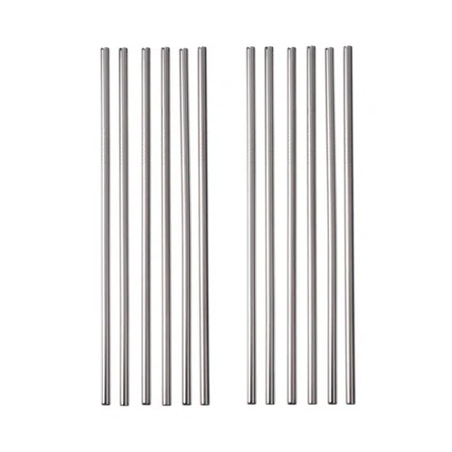 12 teilig Edelstahl Trinkhalm Set Silber Gerade